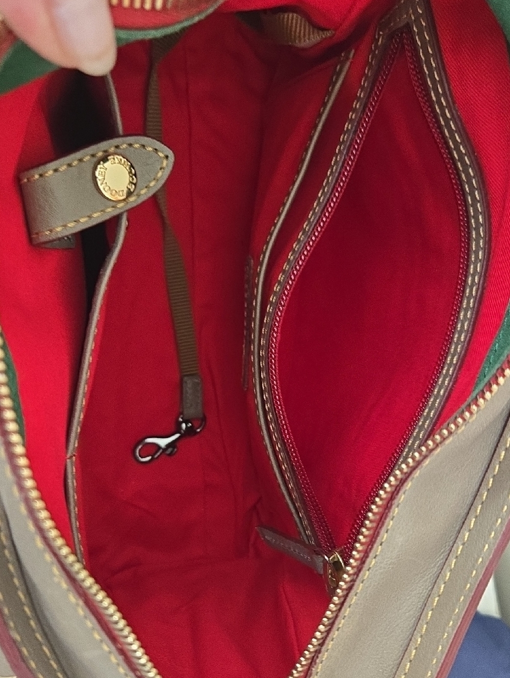 Dooney & Bourke Florentine Taupe Brown Medium Pocket Leather Satchel - Picture 8 of 10
